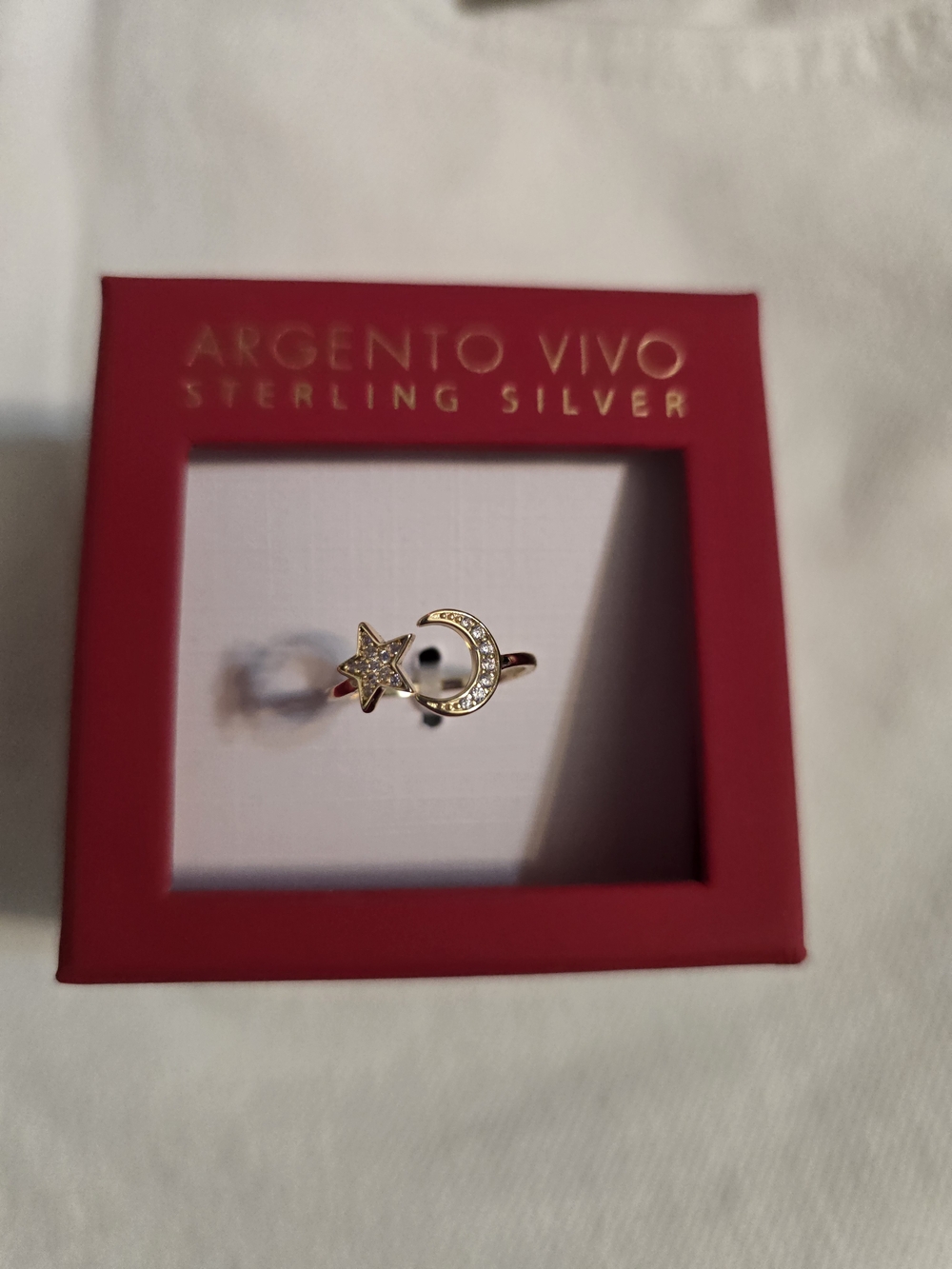Argento Vivo Gold Star and Moon Sterling Silver Ring - Gold
